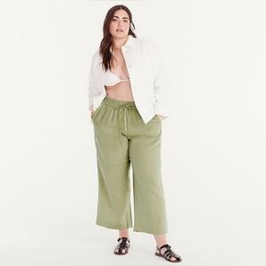 J. Crew wide-leg seaside pants in linen Green Woman Size 22